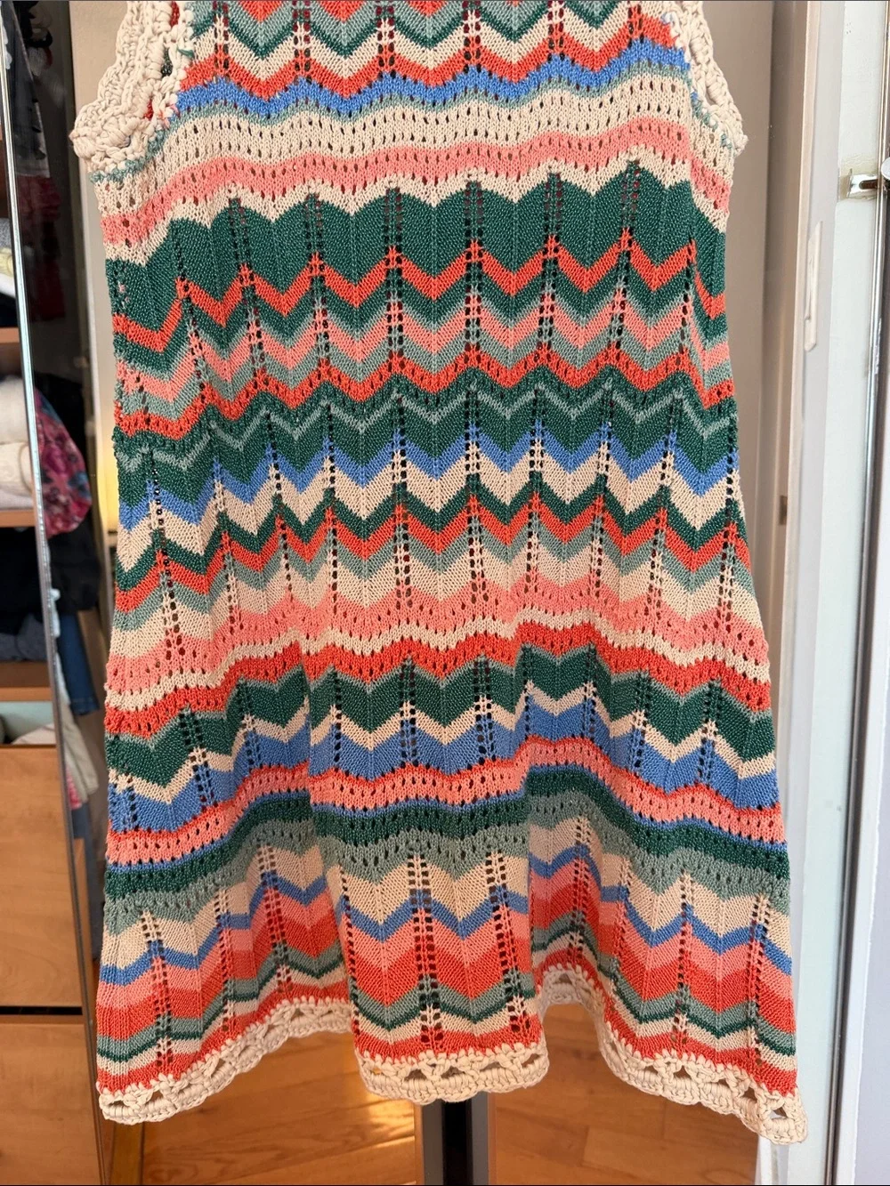 Free People Multicolor Chevron Crochet Mini Dress